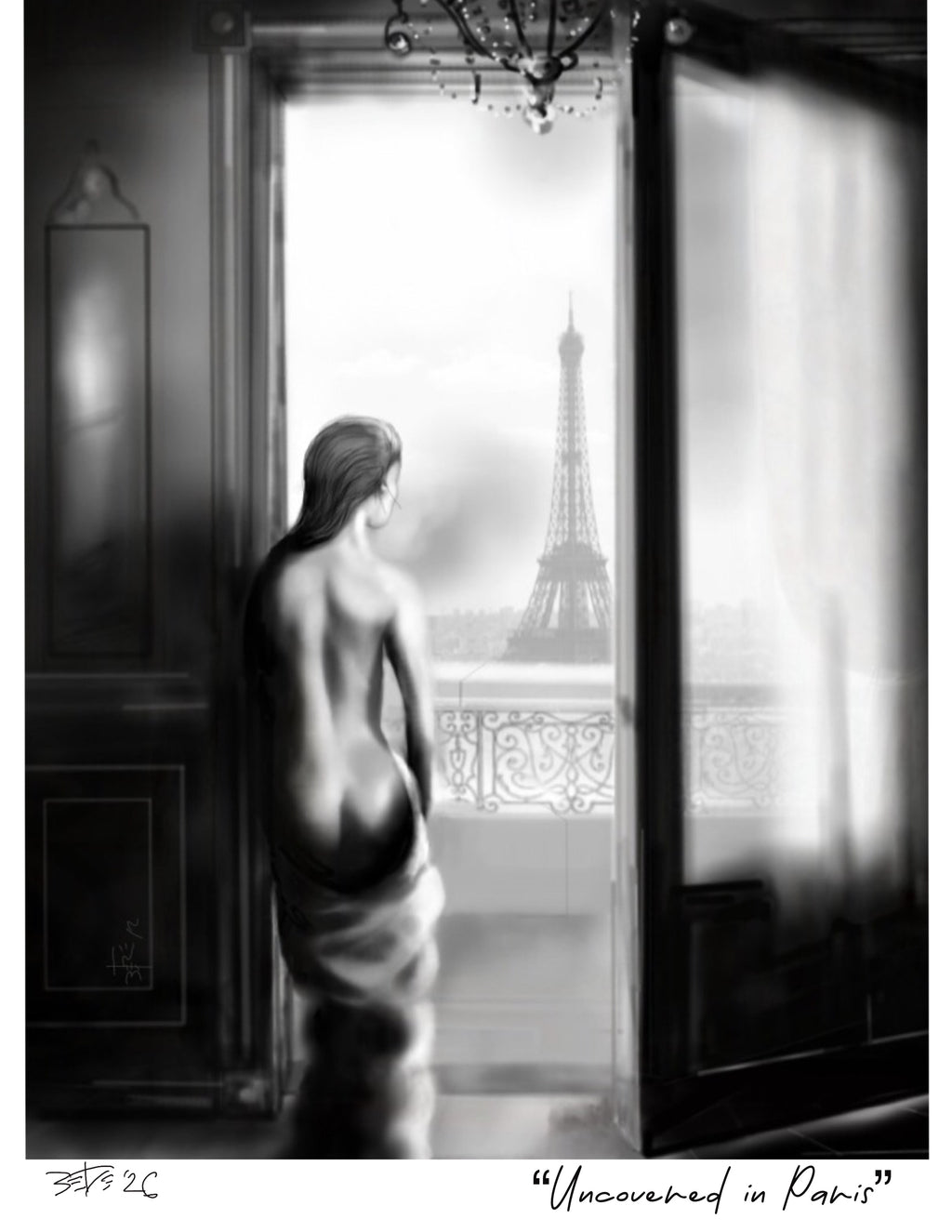 “Uncovered in Paris” Original Artwear: Heavyweight Crewneck T-shirt for Women