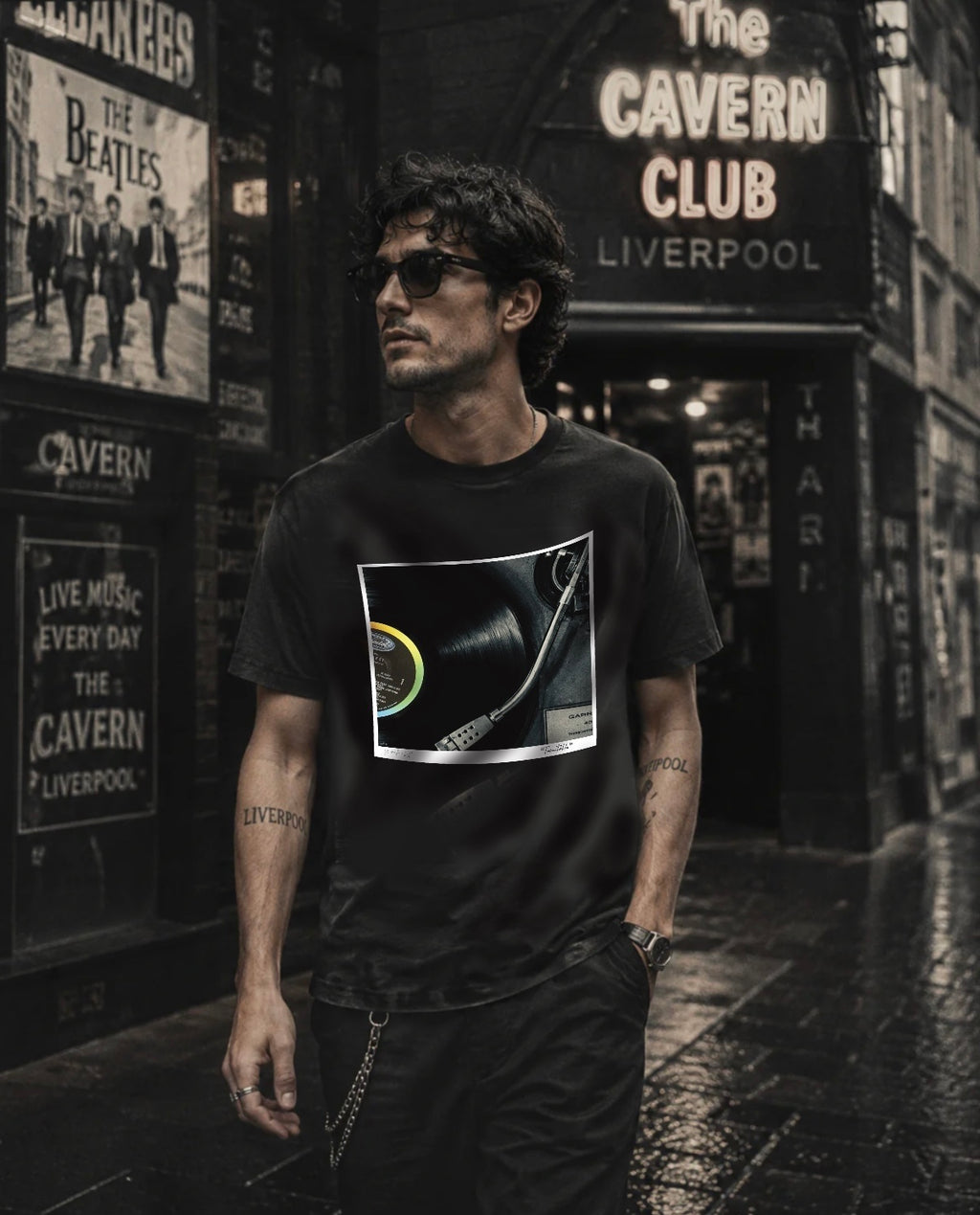 “Turntable” Original Artwear Heavyweight Crewneck T-Shirt for Men