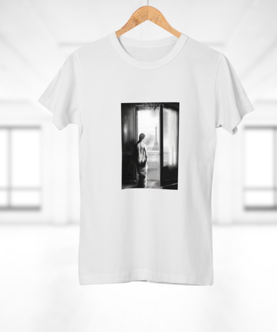 “Uncovered in Paris” Original Artwear: Heavyweight Crewneck T-shirt for Women