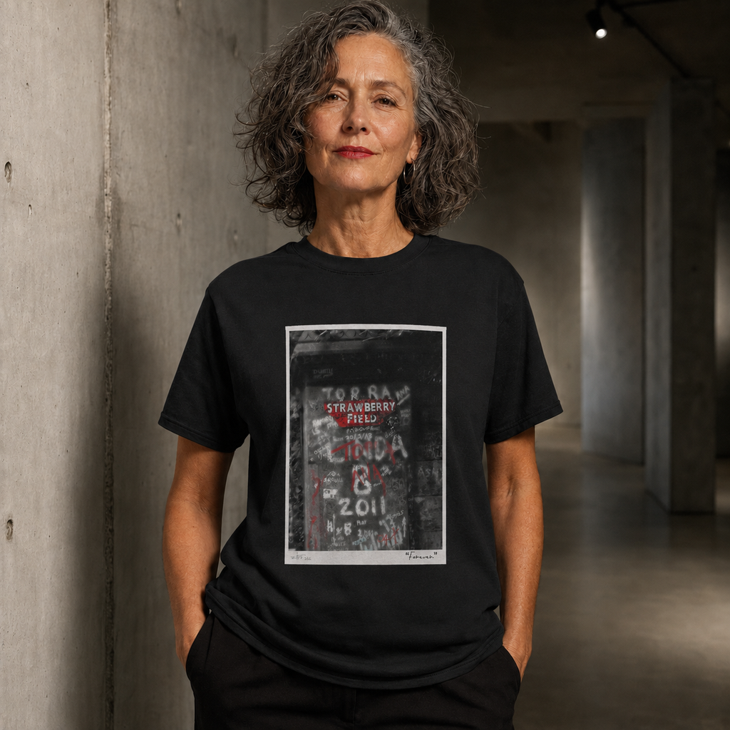 Woman wearing the Forever original art T-shirt
